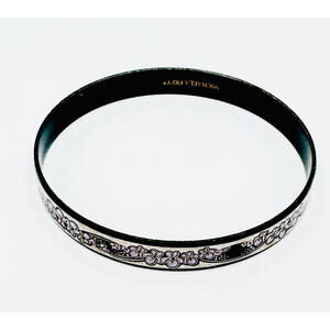 Michaela Frey silver on black fire-enameled w/intricate silver floral design